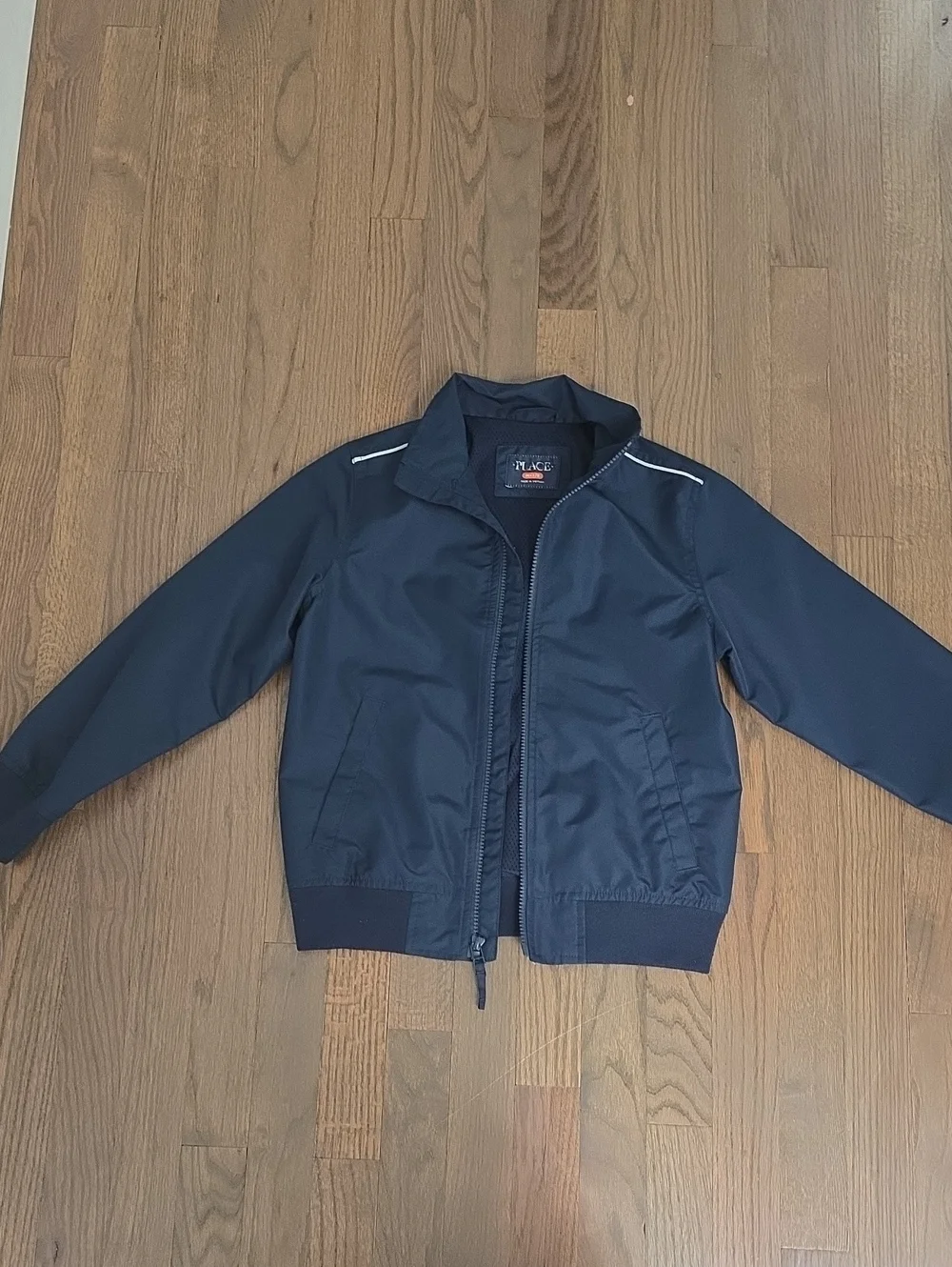 The Children's Place Navy Zip-Up Bomber Jacket with Reflective Trim